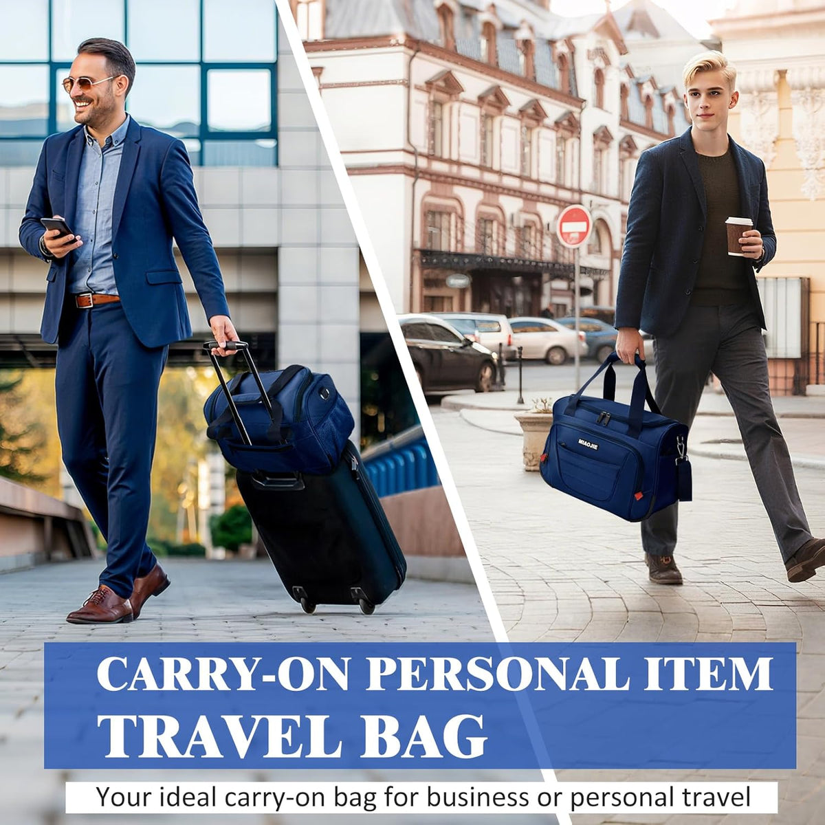 Underseat Carry On luggage Bag Airplanes Personal Item Bags Weekender Overnight Travel Tote Bag Shoulder Small Softside Carry on Luggage Travel Duffel Bags For Men Women -16 IN Navy Blue