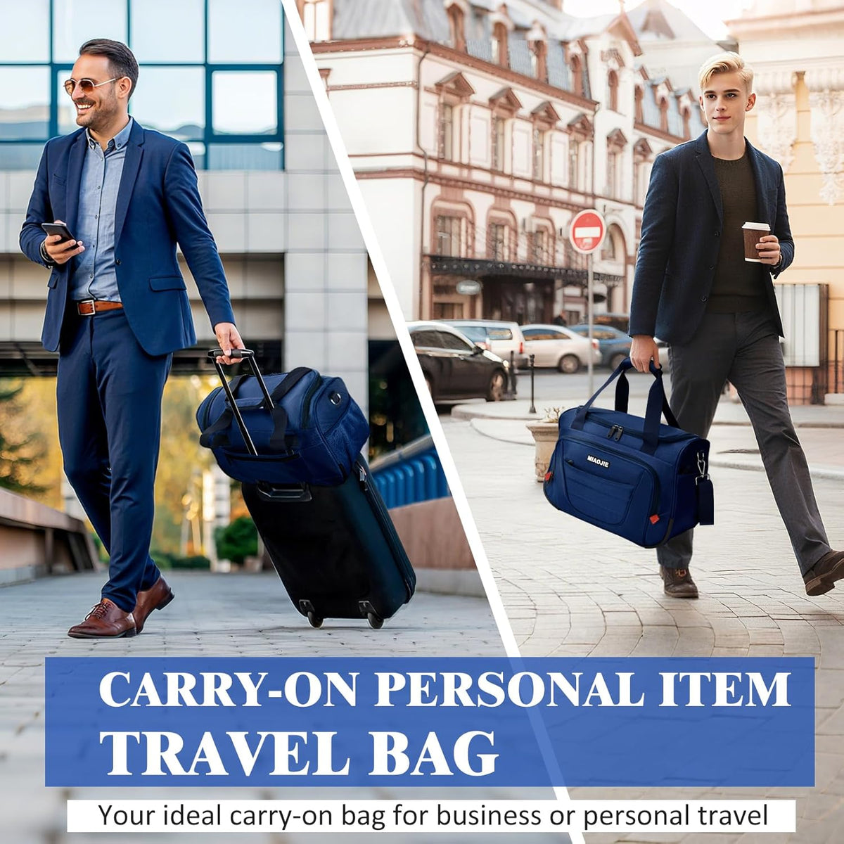 Underseat Carry On luggage Bag Airplanes Personal Item Bags Weekender Overnight Travel Tote Bag Shoulder Small Softside Carry on Luggage Travel Duffel Bags For Men Women -16 IN Navy Blue