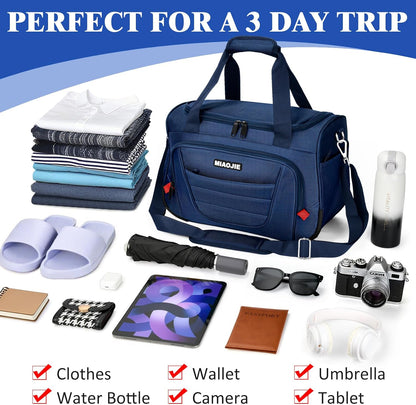 Underseat Carry On luggage Bag Airplanes Personal Item Bags Weekender Overnight Travel Tote Bag Shoulder Small Softside Carry on Luggage Travel Duffel Bags For Men Women -16 IN Navy Blue