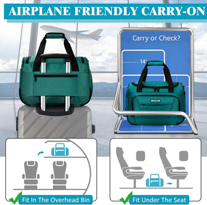 Underseat Carry On luggage Bag Airplanes Personal Item Bags Weekender Overnight Travel Tote Bag Shoulder Small Softside Carry on Luggage Travel Duffel Bags For Men Women -16 IN Navy Blue