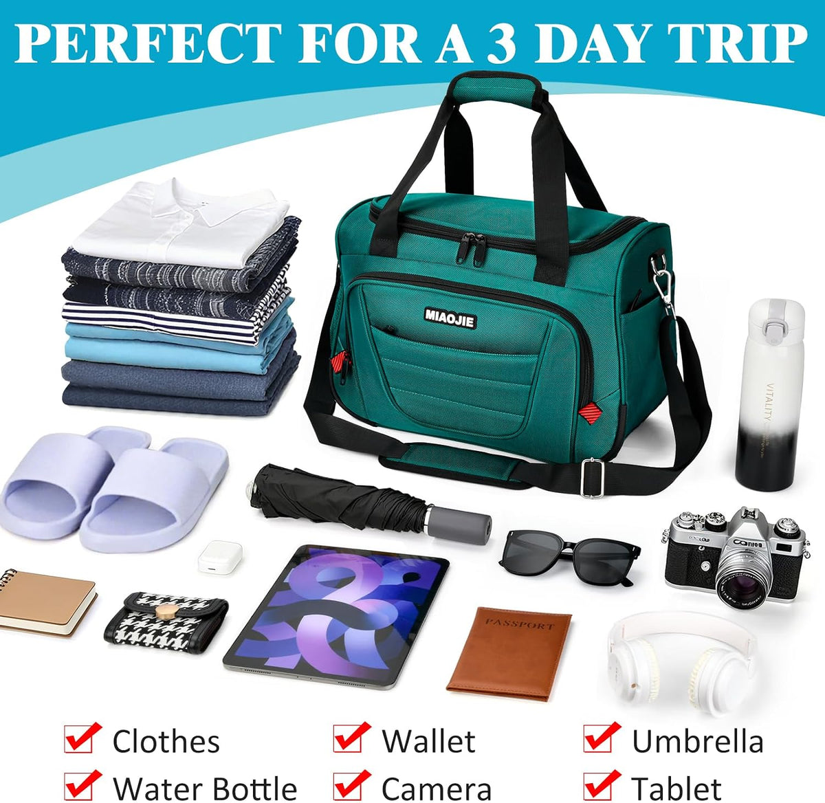 Underseat Carry On luggage Bag Airplanes Personal Item Bags Weekender Overnight Travel Tote Bag Shoulder Small Softside Carry on Luggage Travel Duffel Bags For Men Women -16 IN Navy Blue