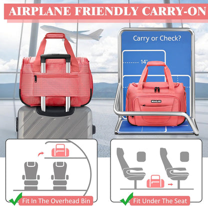 Underseat Carry On luggage Bag Airplanes Personal Item Bags Weekender Overnight Travel Tote Bag Shoulder Small Softside Carry on Luggage Travel Duffel Bags For Men Women -16 IN Navy Blue