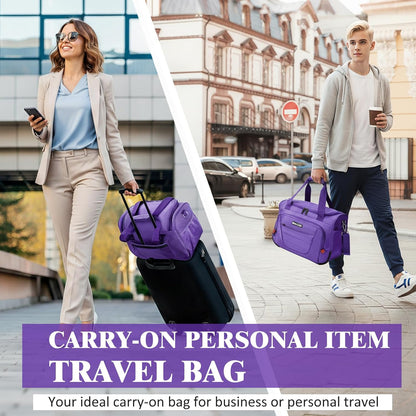 Underseat Carry On luggage Bag Airplanes Personal Item Bags Weekender Overnight Travel Tote Bag Shoulder Small Softside Carry on Luggage Travel Duffel Bags For Men Women -16 IN Navy Blue