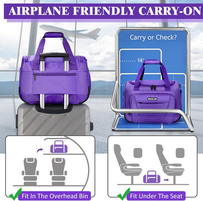 Underseat Carry On luggage Bag Airplanes Personal Item Bags Weekender Overnight Travel Tote Bag Shoulder Small Softside Carry on Luggage Travel Duffel Bags For Men Women -16 IN Navy Blue