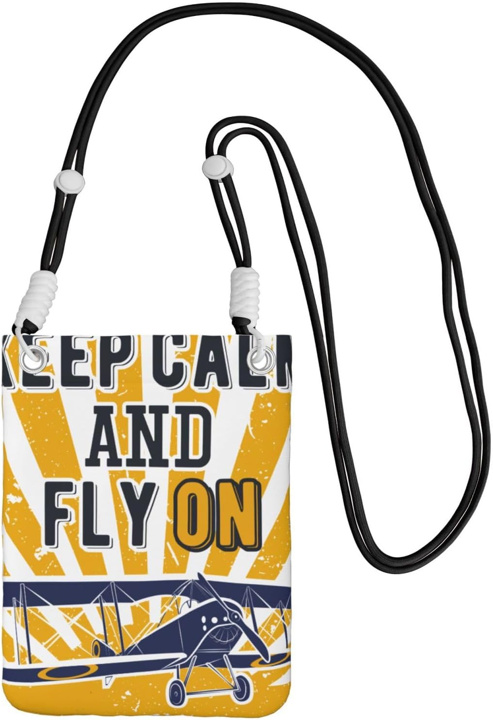 Keep Calm and Fly On for Crossbody Phone Bag, Small & Lightweight Crossbody Purse for Women with Adjustable Strap, Water-Resistant Daily Commuter Bag for Phone, Wallet, Keys