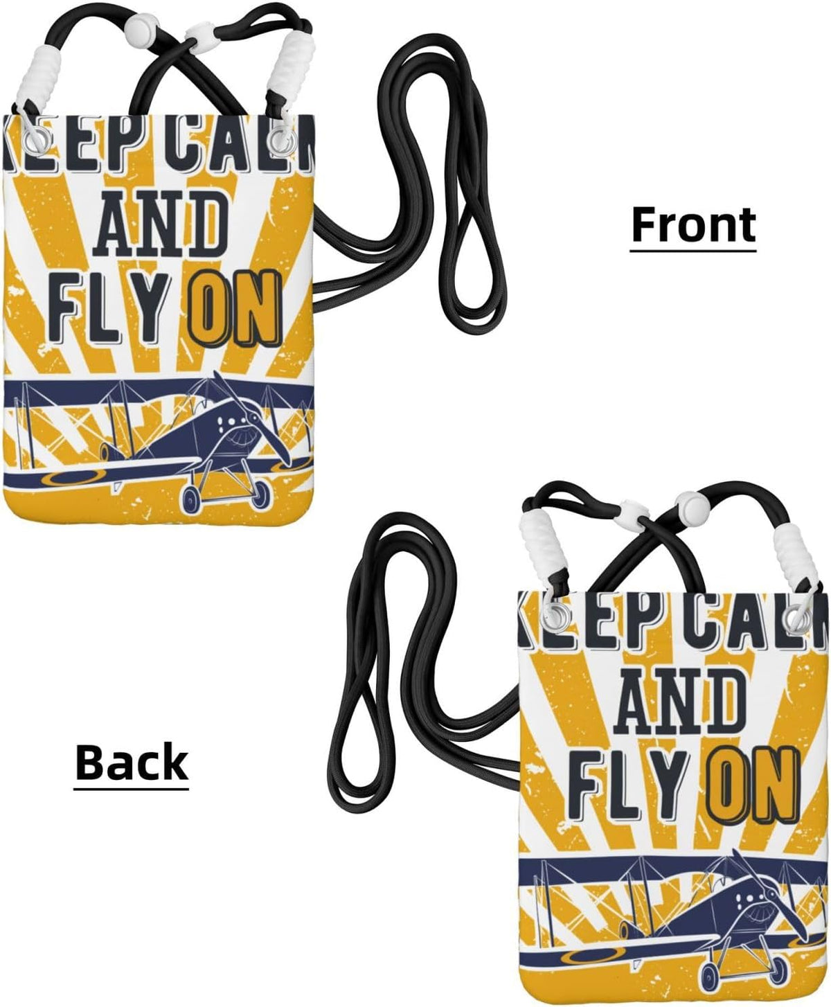 Keep Calm and Fly On for Crossbody Phone Bag, Small & Lightweight Crossbody Purse for Women with Adjustable Strap, Water-Resistant Daily Commuter Bag for Phone, Wallet, Keys