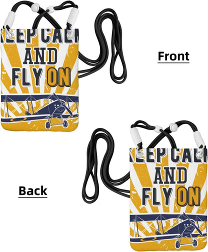 Keep Calm and Fly On for Crossbody Phone Bag, Small & Lightweight Crossbody Purse for Women with Adjustable Strap, Water-Resistant Daily Commuter Bag for Phone, Wallet, Keys