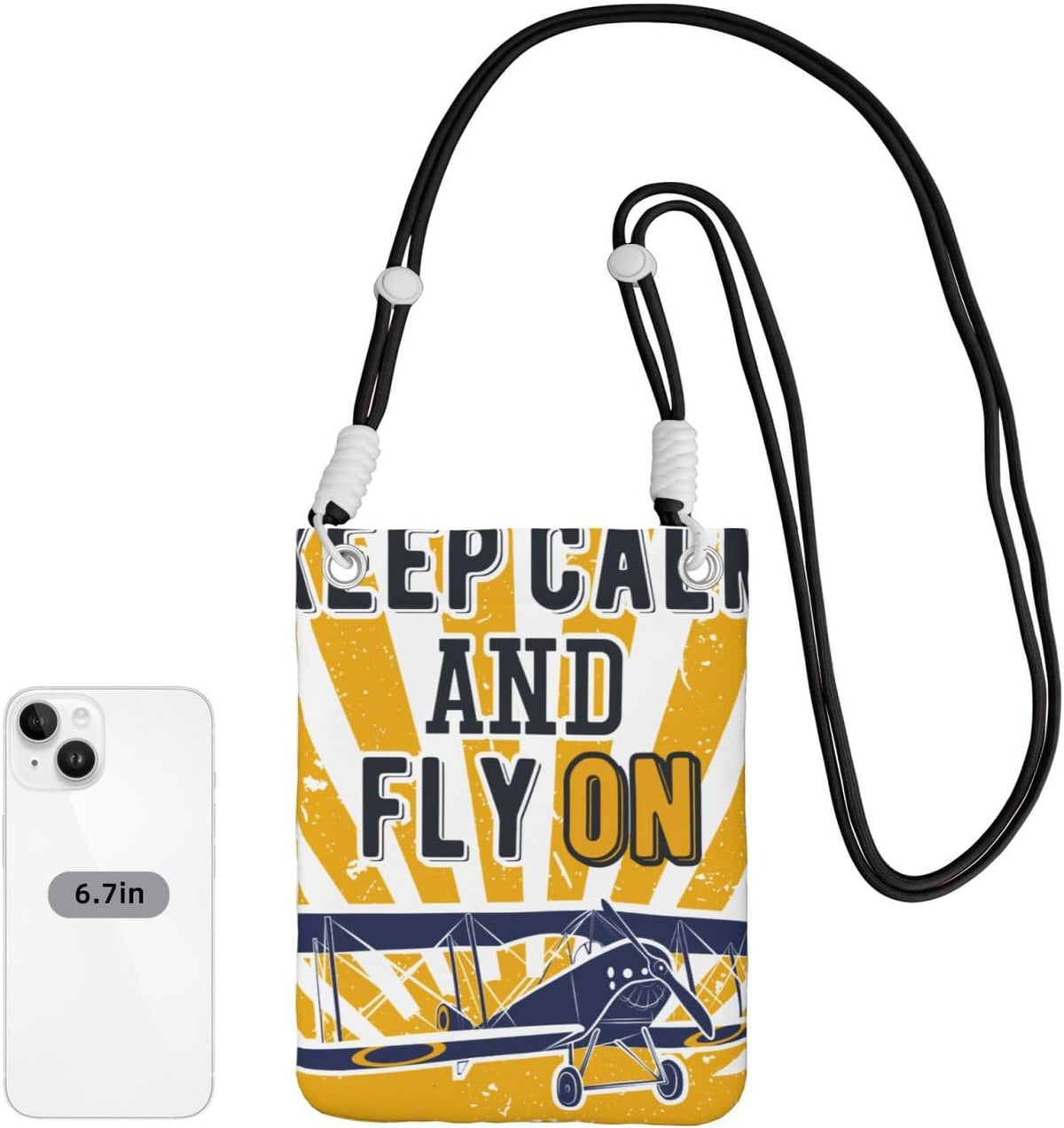 Keep Calm and Fly On for Crossbody Phone Bag, Small & Lightweight Crossbody Purse for Women with Adjustable Strap, Water-Resistant Daily Commuter Bag for Phone, Wallet, Keys