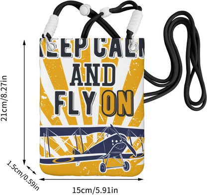 Keep Calm and Fly On for Crossbody Phone Bag, Small & Lightweight Crossbody Purse for Women with Adjustable Strap, Water-Resistant Daily Commuter Bag for Phone, Wallet, Keys