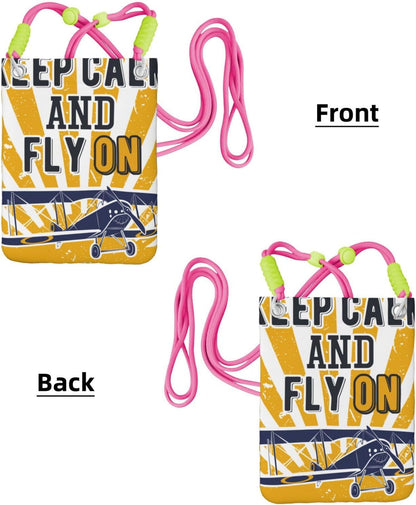 Keep Calm and Fly On for Crossbody Phone Bag, Small & Lightweight Crossbody Purse for Women with Adjustable Strap, Water-Resistant Daily Commuter Bag for Phone, Wallet, Keys