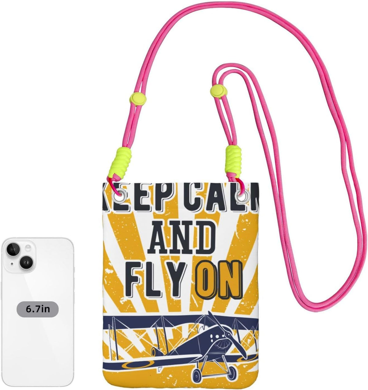 Keep Calm and Fly On for Crossbody Phone Bag, Small & Lightweight Crossbody Purse for Women with Adjustable Strap, Water-Resistant Daily Commuter Bag for Phone, Wallet, Keys
