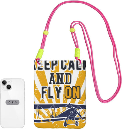 Keep Calm and Fly On for Crossbody Phone Bag, Small & Lightweight Crossbody Purse for Women with Adjustable Strap, Water-Resistant Daily Commuter Bag for Phone, Wallet, Keys