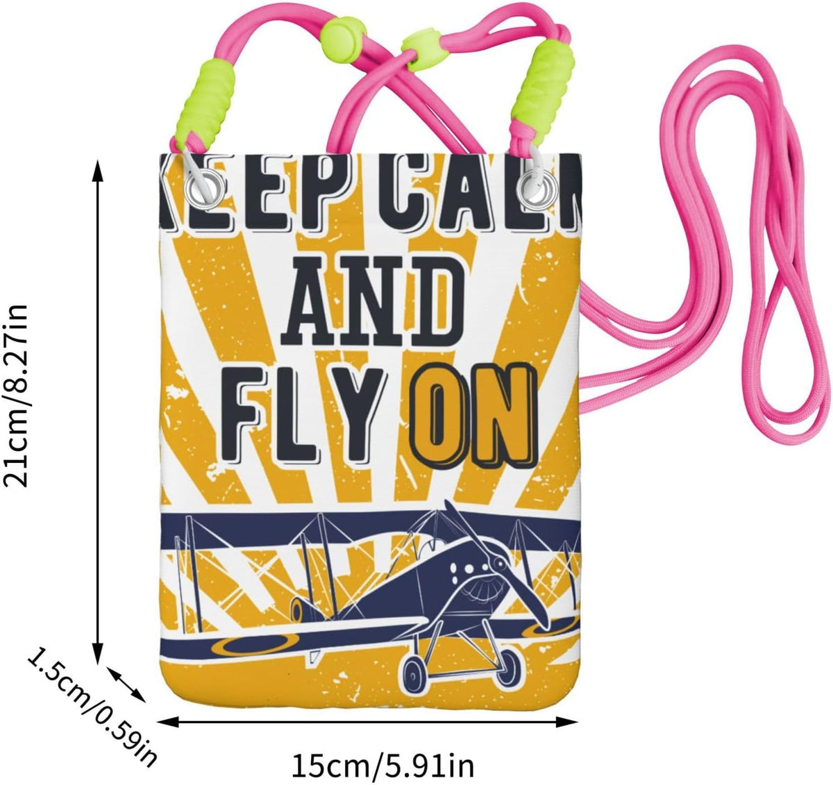 Keep Calm and Fly On for Crossbody Phone Bag, Small & Lightweight Crossbody Purse for Women with Adjustable Strap, Water-Resistant Daily Commuter Bag for Phone, Wallet, Keys