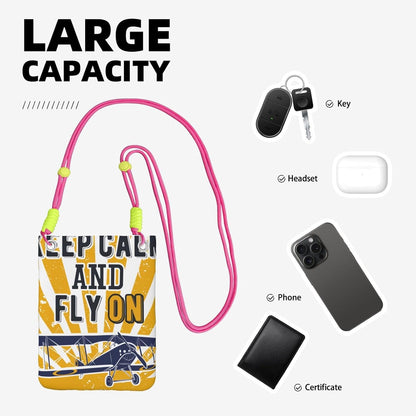 Keep Calm and Fly On for Crossbody Phone Bag, Small & Lightweight Crossbody Purse for Women with Adjustable Strap, Water-Resistant Daily Commuter Bag for Phone, Wallet, Keys