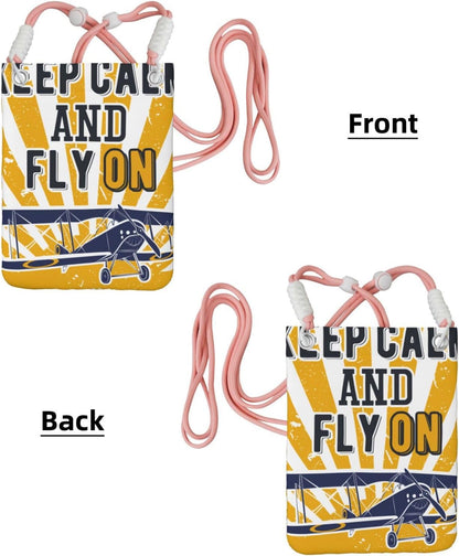 Keep Calm and Fly On for Crossbody Phone Bag, Small & Lightweight Crossbody Purse for Women with Adjustable Strap, Water-Resistant Daily Commuter Bag for Phone, Wallet, Keys