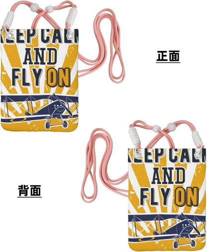 Keep Calm and Fly On for Crossbody Phone Bag, Small & Lightweight Crossbody Purse for Women with Adjustable Strap, Water-Resistant Daily Commuter Bag for Phone, Wallet, Keys