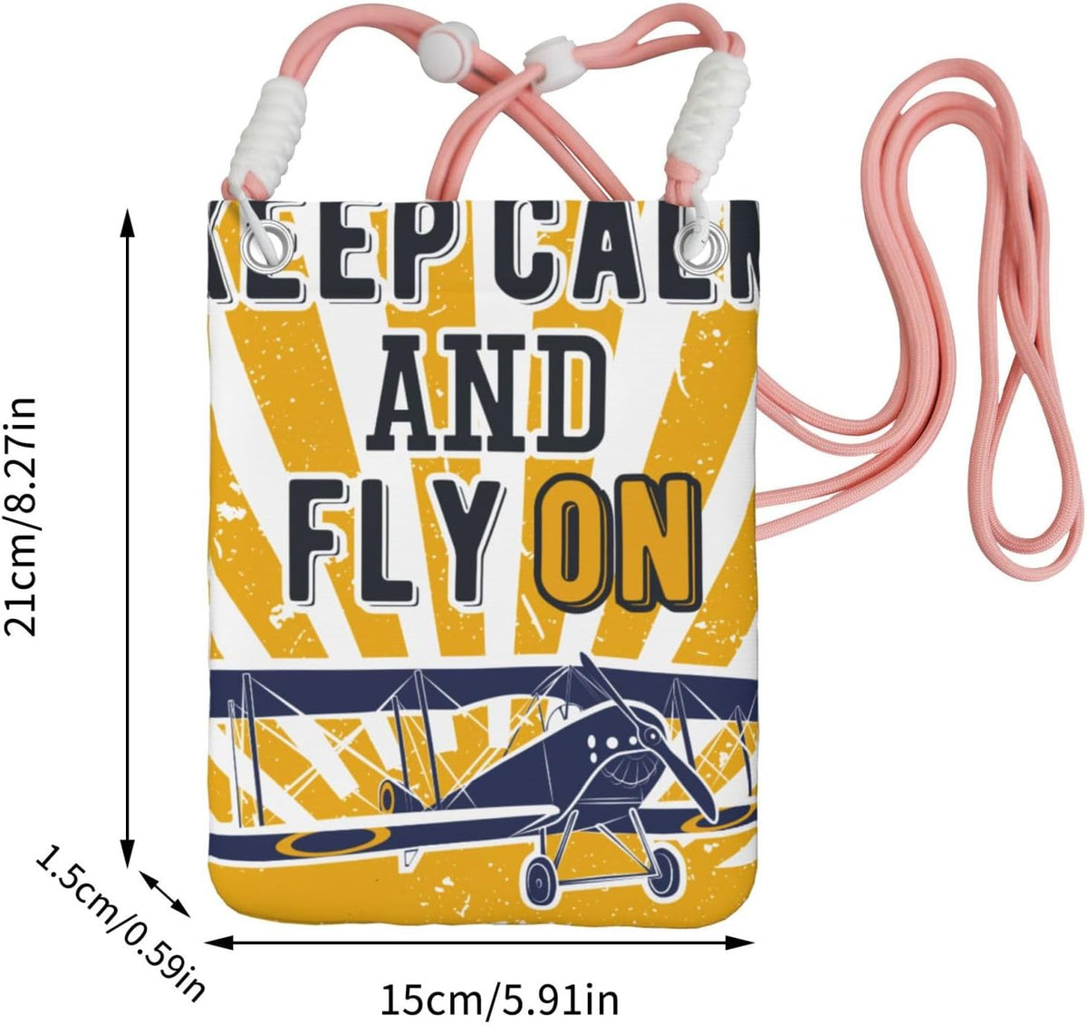 Keep Calm and Fly On for Crossbody Phone Bag, Small & Lightweight Crossbody Purse for Women with Adjustable Strap, Water-Resistant Daily Commuter Bag for Phone, Wallet, Keys