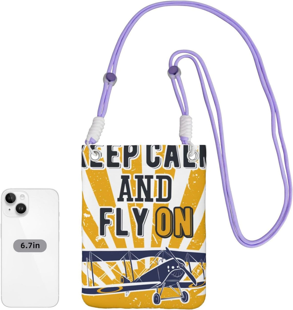 Keep Calm and Fly On for Crossbody Phone Bag, Small & Lightweight Crossbody Purse for Women with Adjustable Strap, Water-Resistant Daily Commuter Bag for Phone, Wallet, Keys