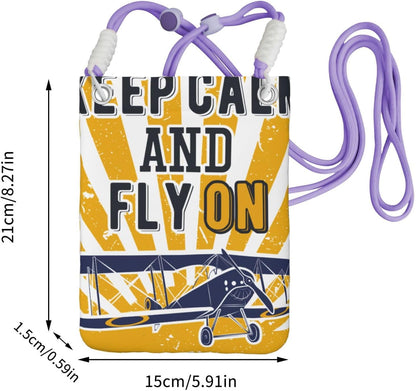 Keep Calm and Fly On for Crossbody Phone Bag, Small & Lightweight Crossbody Purse for Women with Adjustable Strap, Water-Resistant Daily Commuter Bag for Phone, Wallet, Keys