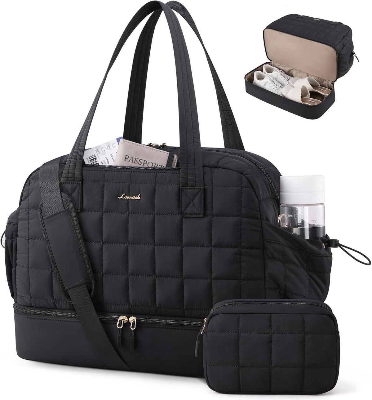 Large Travel Duffle Bag,Weekender Bags For Women with Shoe Compartment,Puffer Carry On Bags For Airplanes,Hospital Bag for Labor and Delivery,Overnight Bag With Toiletry Bag,Gym Tote Bag