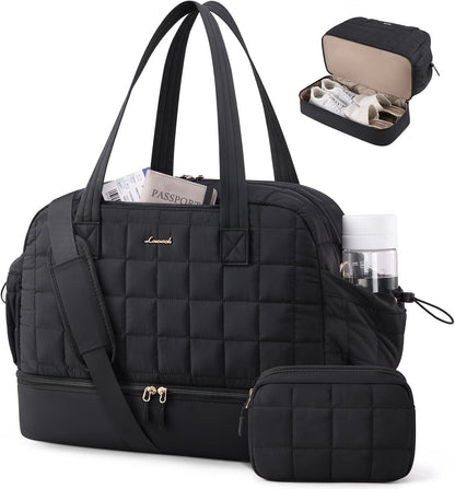 Large Travel Duffle Bag,Weekender Bags For Women with Shoe Compartment,Puffer Carry On Bags For Airplanes,Hospital Bag for Labor and Delivery,Overnight Bag With Toiletry Bag,Gym Tote Bag