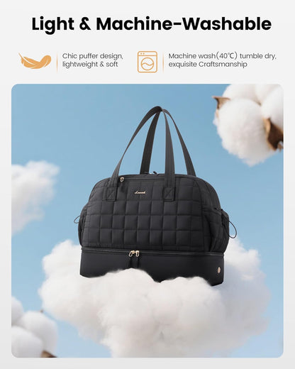 Large Travel Duffle Bag,Weekender Bags For Women with Shoe Compartment,Puffer Carry On Bags For Airplanes,Hospital Bag for Labor and Delivery,Overnight Bag With Toiletry Bag,Gym Tote Bag