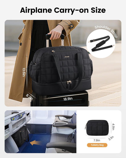 Large Travel Duffle Bag,Weekender Bags For Women with Shoe Compartment,Puffer Carry On Bags For Airplanes,Hospital Bag for Labor and Delivery,Overnight Bag With Toiletry Bag,Gym Tote Bag