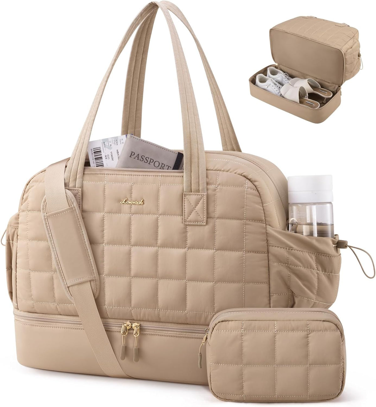 Large Travel Duffle Bag,Weekender Bags For Women with Shoe Compartment,Puffer Carry On Bags For Airplanes,Hospital Bag for Labor and Delivery,Overnight Bag With Toiletry Bag,Gym Tote Bag
