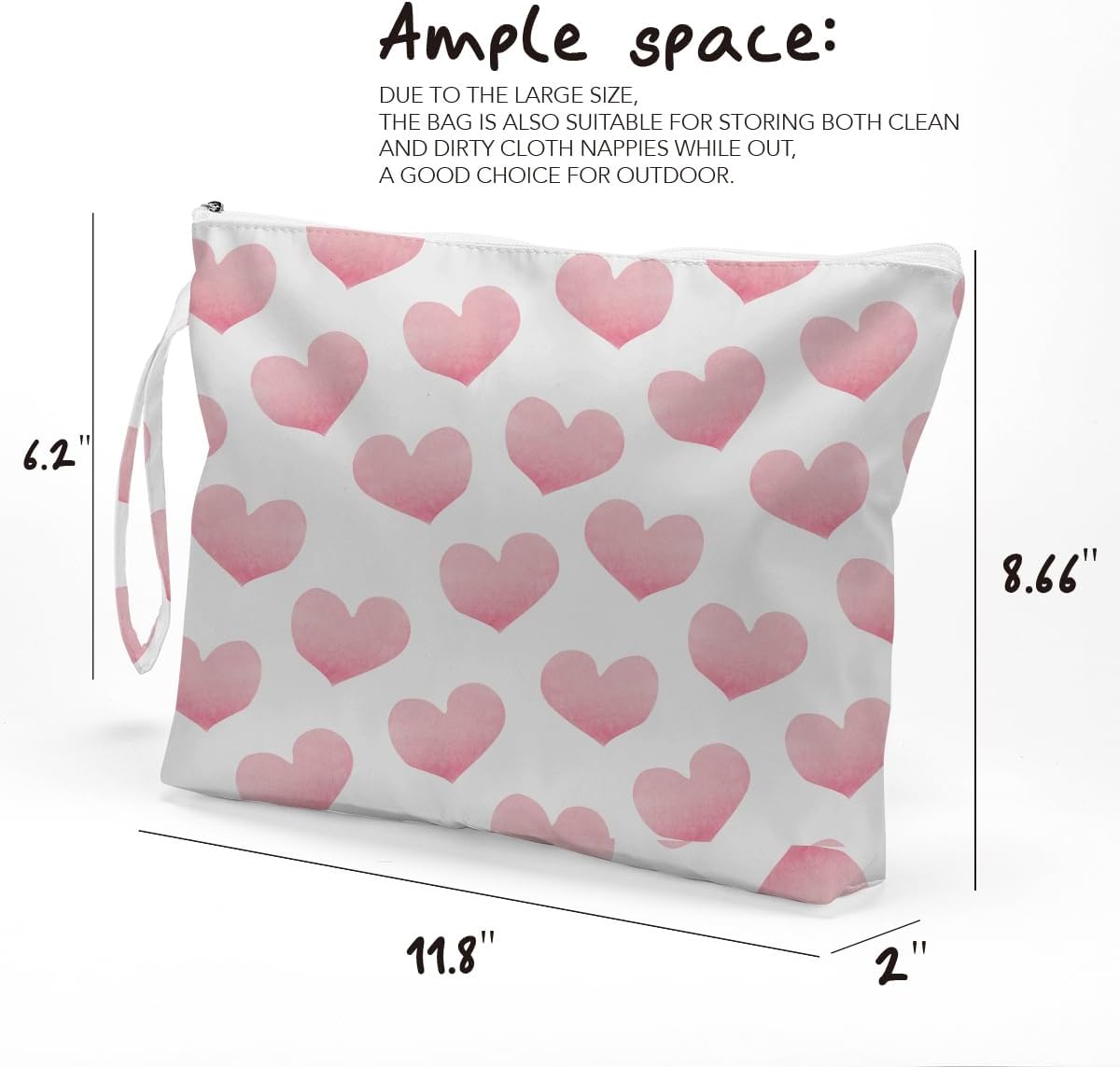 Heart Wet Bag, For Swimsuit Travel Makeup Bag Waterproof Large Capacity for Women Girls Mom Sister Friends Boho Heart Romantic Gifts