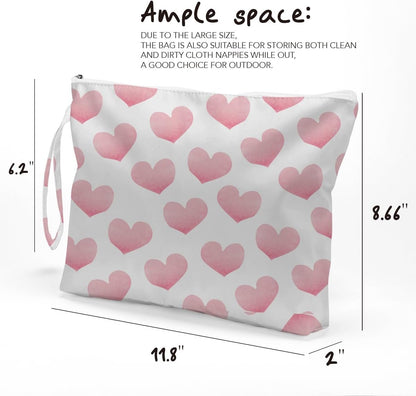 Heart Wet Bag, For Swimsuit Travel Makeup Bag Waterproof Large Capacity for Women Girls Mom Sister Friends Boho Heart Romantic Gifts