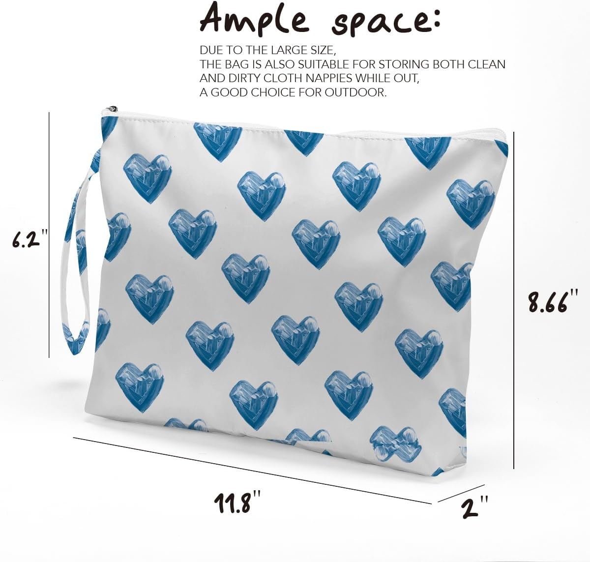 Heart Wet Bag, For Swimsuit Travel Makeup Bag Waterproof Large Capacity for Women Girls Mom Sister Friends Boho Heart Romantic Gifts