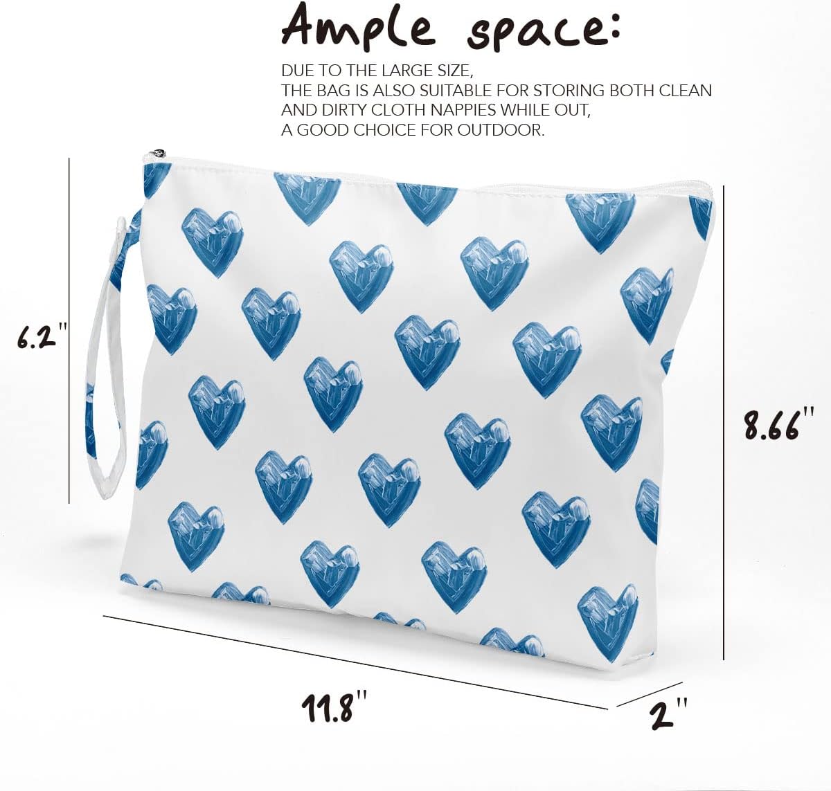 Heart Wet Bag, For Swimsuit Travel Makeup Bag Waterproof Large Capacity for Women Girls Mom Sister Friends Boho Heart Romantic Gifts