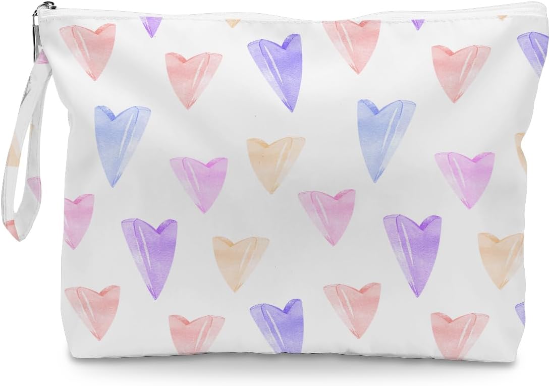 Heart Wet Bag, For Swimsuit Travel Makeup Bag Waterproof Large Capacity for Women Girls Mom Sister Friends Boho Heart Romantic Gifts
