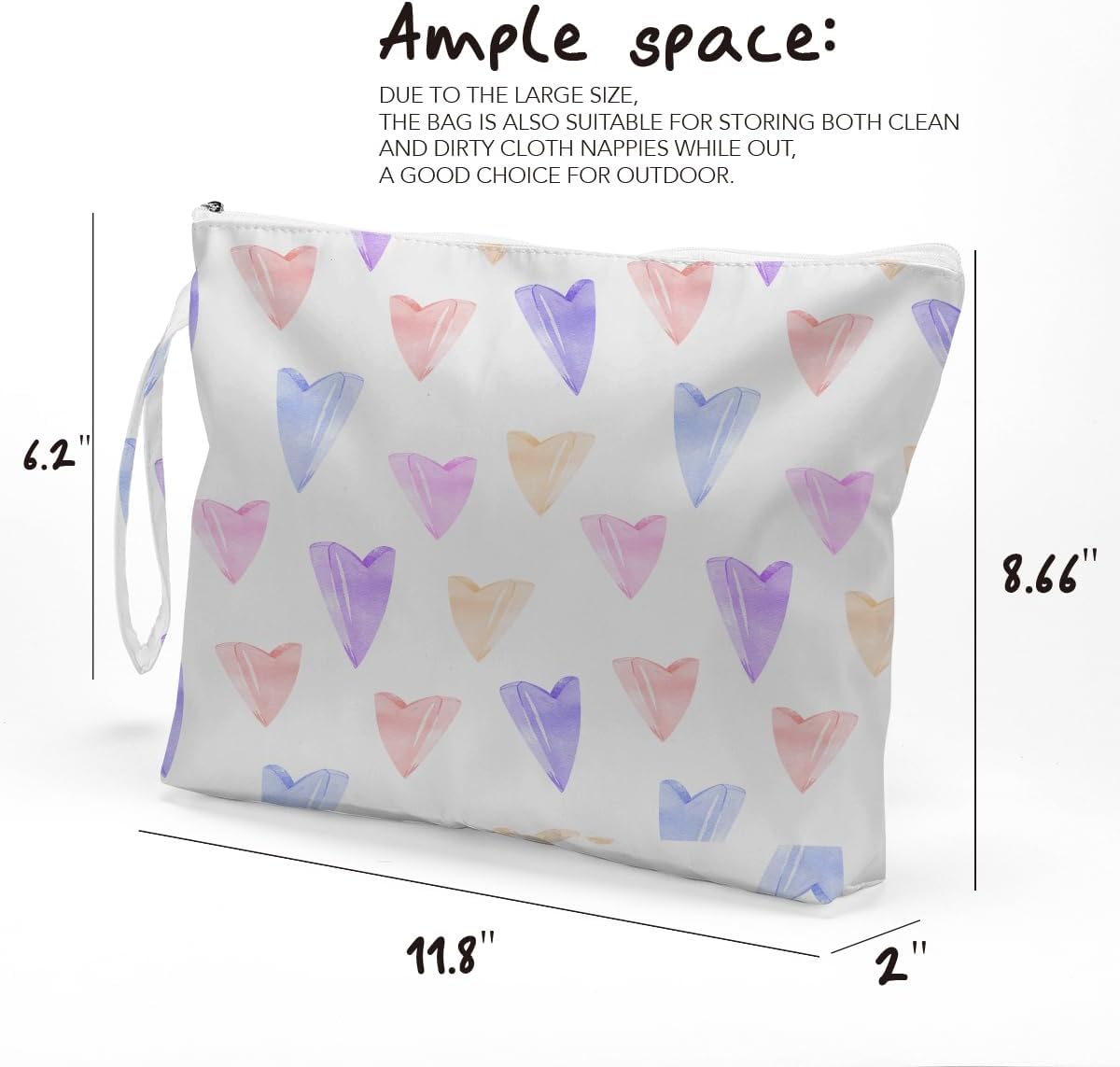 Heart Wet Bag, For Swimsuit Travel Makeup Bag Waterproof Large Capacity for Women Girls Mom Sister Friends Boho Heart Romantic Gifts