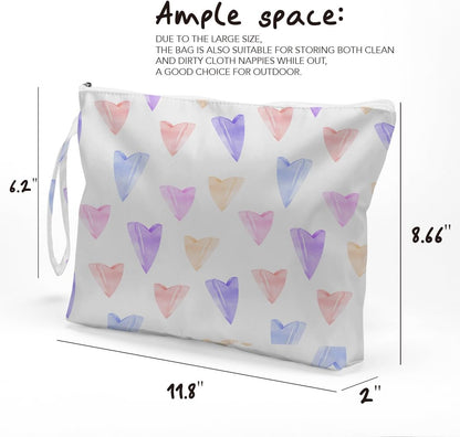 Heart Wet Bag, For Swimsuit Travel Makeup Bag Waterproof Large Capacity for Women Girls Mom Sister Friends Boho Heart Romantic Gifts