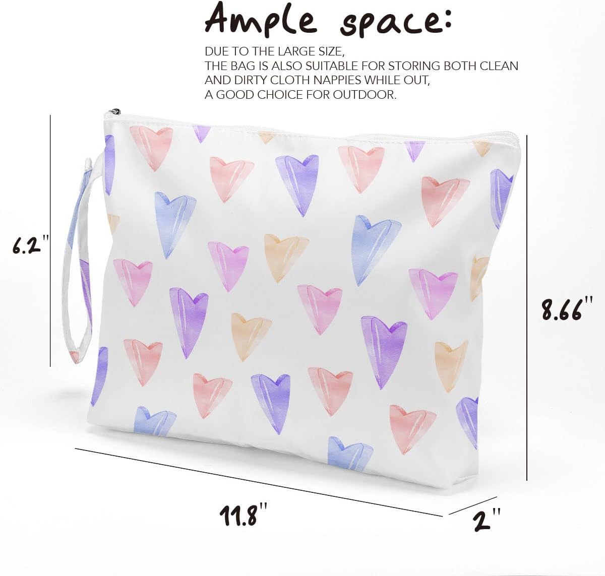 Heart Wet Bag, For Swimsuit Travel Makeup Bag Waterproof Large Capacity for Women Girls Mom Sister Friends Boho Heart Romantic Gifts