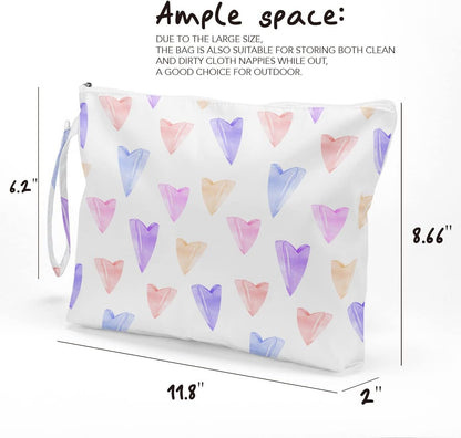 Heart Wet Bag, For Swimsuit Travel Makeup Bag Waterproof Large Capacity for Women Girls Mom Sister Friends Boho Heart Romantic Gifts