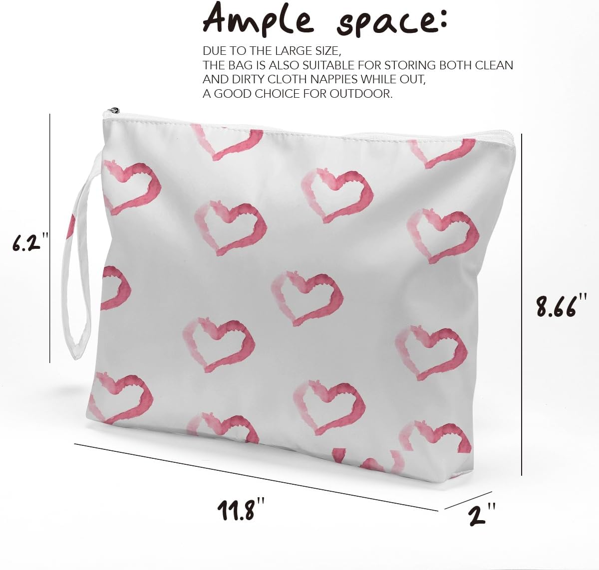 Heart Wet Bag, For Swimsuit Travel Makeup Bag Waterproof Large Capacity for Women Girls Mom Sister Friends Boho Heart Romantic Gifts