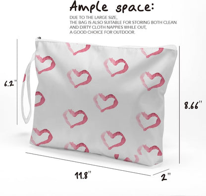 Heart Wet Bag, For Swimsuit Travel Makeup Bag Waterproof Large Capacity for Women Girls Mom Sister Friends Boho Heart Romantic Gifts