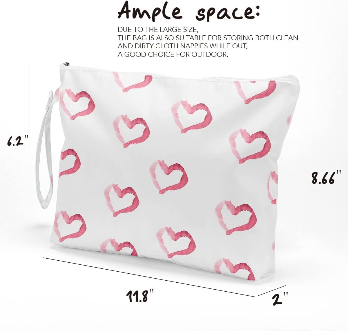Heart Wet Bag, For Swimsuit Travel Makeup Bag Waterproof Large Capacity for Women Girls Mom Sister Friends Boho Heart Romantic Gifts