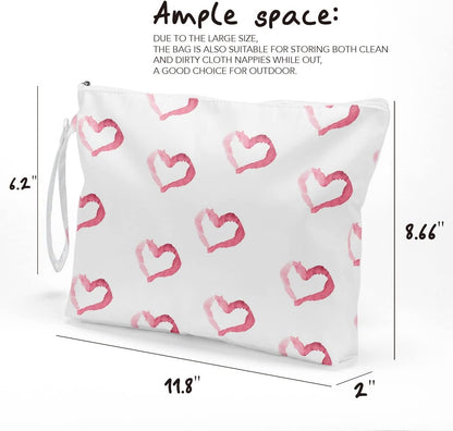 Heart Wet Bag, For Swimsuit Travel Makeup Bag Waterproof Large Capacity for Women Girls Mom Sister Friends Boho Heart Romantic Gifts