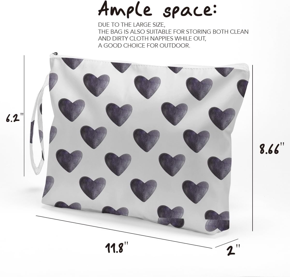 Heart Wet Bag, For Swimsuit Travel Makeup Bag Waterproof Large Capacity for Women Girls Mom Sister Friends Boho Heart Romantic Gifts