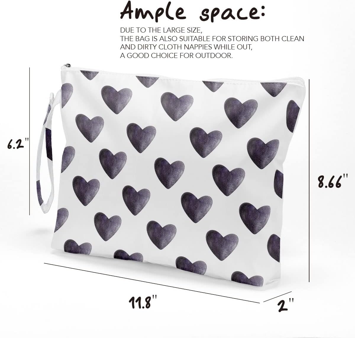 Heart Wet Bag, For Swimsuit Travel Makeup Bag Waterproof Large Capacity for Women Girls Mom Sister Friends Boho Heart Romantic Gifts