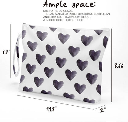 Heart Wet Bag, For Swimsuit Travel Makeup Bag Waterproof Large Capacity for Women Girls Mom Sister Friends Boho Heart Romantic Gifts