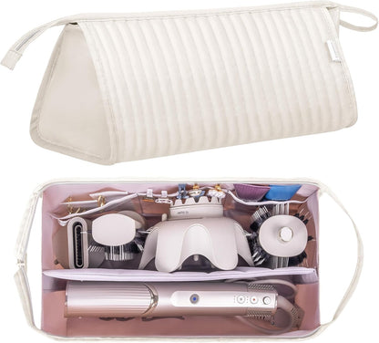 Dy son Air wrap Travel Case Hair Tools Travel Bag for Shark Flexstyle Carrying Case Portable Shark Hair Dryer Revlon Flat Curling Iron Organizer (Beige)