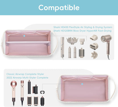 Dy son Air wrap Travel Case Hair Tools Travel Bag for Shark Flexstyle Carrying Case Portable Shark Hair Dryer Revlon Flat Curling Iron Organizer (Beige)