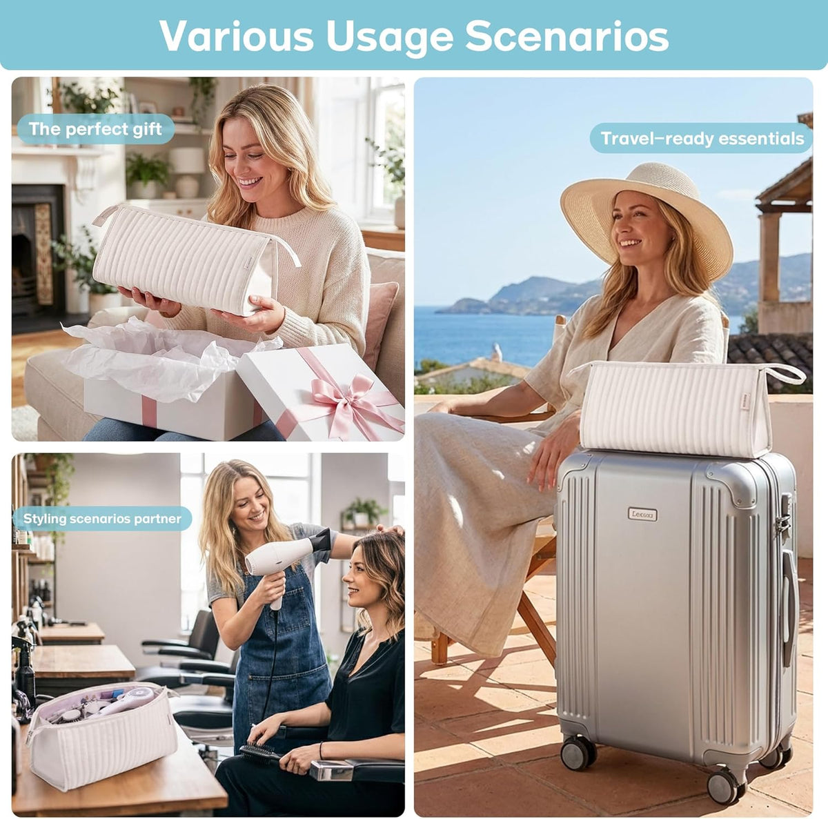 Dy son Air wrap Travel Case Hair Tools Travel Bag for Shark Flexstyle Carrying Case Portable Shark Hair Dryer Revlon Flat Curling Iron Organizer (Beige)