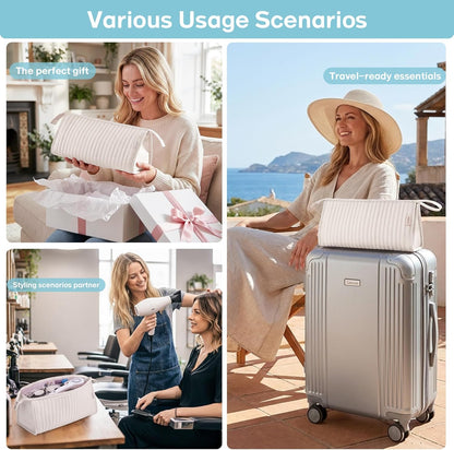 Dy son Air wrap Travel Case Hair Tools Travel Bag for Shark Flexstyle Carrying Case Portable Shark Hair Dryer Revlon Flat Curling Iron Organizer (Beige)