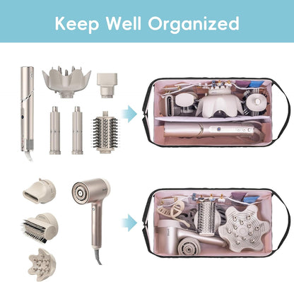 Dy son Air wrap Travel Case Hair Tools Travel Bag for Shark Flexstyle Carrying Case Portable Shark Hair Dryer Revlon Flat Curling Iron Organizer (Beige)