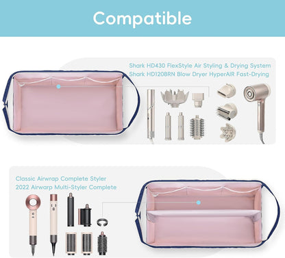 Dy son Air wrap Travel Case Hair Tools Travel Bag for Shark Flexstyle Carrying Case Portable Shark Hair Dryer Revlon Flat Curling Iron Organizer (Beige)